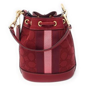 COACH Women's Mini Dempsey Bucket Bag In Signature Jacquard With Stripe Patch (Red Apple Multi)