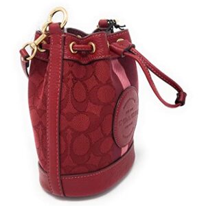 COACH Women's Mini Dempsey Bucket Bag In Signature Jacquard With Stripe Patch (Red Apple Multi)