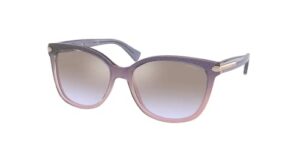 coach hc8132 555494 57mm shimmer violet peach gradient/violet gradient flash cat eye sunglasses for women + bundle with designer iwear complimentary eyewear kit