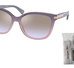 COACH HC8132 555494 57MM Shimmer Violet Peach Gradient/Violet Gradient Flash Cat Eye Sunglasses for Women + BUNDLE With Designer iWear Complimentary Eyewear Kit