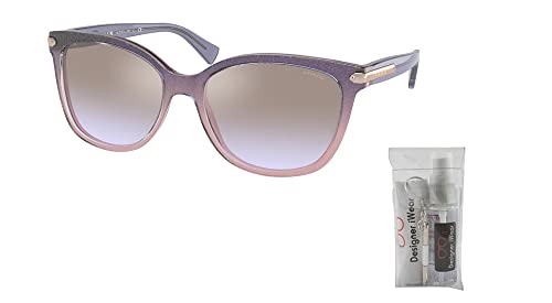 COACH HC8132 555494 57MM Shimmer Violet Peach Gradient/Violet Gradient Flash Cat Eye Sunglasses for Women + BUNDLE With Designer iWear Complimentary Eyewear Kit