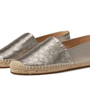 COACH Carley Metallic Leather Espadrille Platinum Champagne 5 B (M)