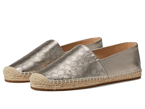 COACH Carley Metallic Leather Espadrille Platinum Champagne 5 B (M)