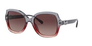 coach woman sunglasses grey burgundy gradient frame, burgundy grey gradient lenses, 56mm
