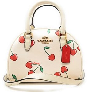 COACH Sydney Satchel With Heart Cherry Print in Chalk/Multi