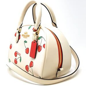 COACH Sydney Satchel With Heart Cherry Print in Chalk/Multi