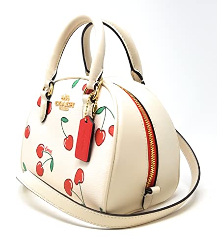 COACH Sydney Satchel With Heart Cherry Print in Chalk/Multi