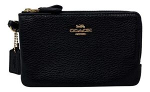 coach pebbled leather double corner zip wristlet black style no 6649