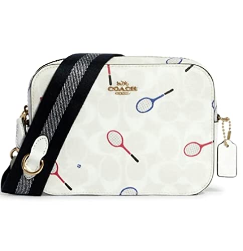 COACH Women's Mini Camera Bag (Signature Canvas - Racquet Print - Chalk Multi)