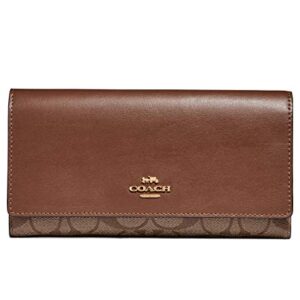 Coach Signature Leather Trifold ID Wallet - #F88024, Brown, Medium