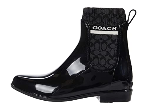 COACH Rivington Rain Bootie Black Rubber 10 B (M)