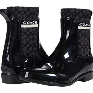 COACH Rivington Rain Bootie Black Rubber 10 B (M)