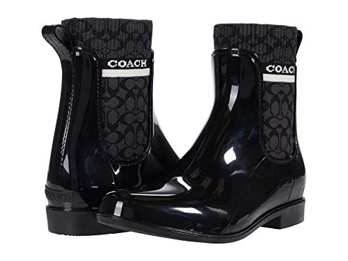 COACH Rivington Rain Bootie Black Rubber 10 B (M)