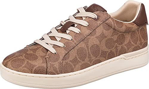 COACH Lowline Low Top for Women - Cushioned Insole, Supportive and Stable Lightweight Casual Sneakers Tan PVC 8.5 B - Medium