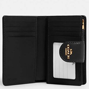 COACH Signature Medium Leather Corner Zip Wallet in Khaki-Black, Style C0082