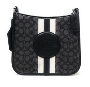 coach women’s dempsey file crossbody shoulder bag (signature jacquard – stripe – patch – black smoke – black multi)