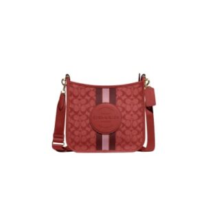 COACH Dempsey File Bag In Signature Jacquard With Stripe Patch (IM/Red Apple Multi)