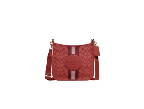 COACH Dempsey File Bag In Signature Jacquard With Stripe Patch (IM/Red Apple Multi)