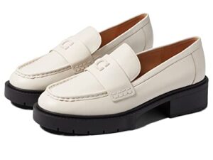 coach leah leather loafer chalk 8 b (m)