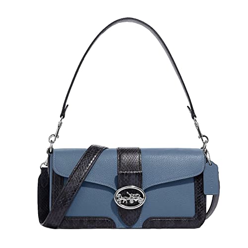 COACH Women's Georgie Shoulder Bag (Pebble and Snake Embossed Leather - Indigo Multi)