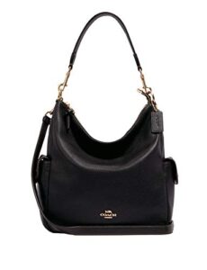 coach pennie leather shoulder purse in black – #6152