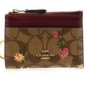 COACH Women's Mini Skinny ID Case (Signature Canvas - Wildflower Print - Khaki)