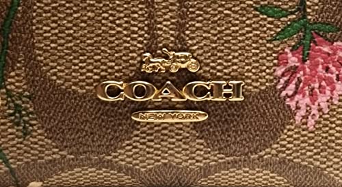 COACH Women's Mini Skinny ID Case (Signature Canvas - Wildflower Print - Khaki)