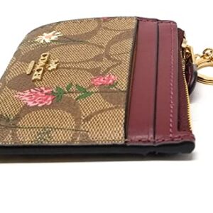 COACH Women's Mini Skinny ID Case (Signature Canvas - Wildflower Print - Khaki)