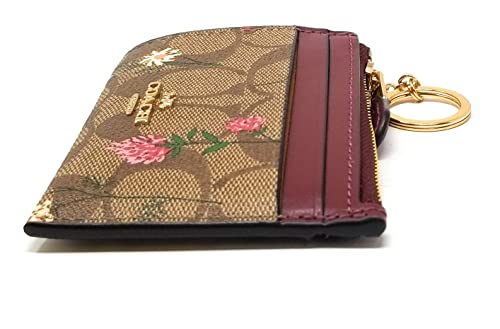 COACH Women's Mini Skinny ID Case (Signature Canvas - Wildflower Print - Khaki)