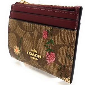 COACH Women's Mini Skinny ID Case (Signature Canvas - Wildflower Print - Khaki)