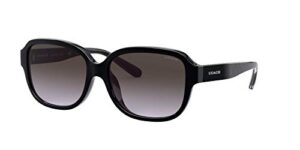 coach woman sunglasses black frame, dark grey gradient lenses, 57mm