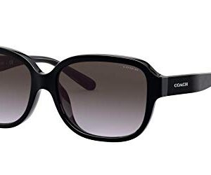 COACH Woman Sunglasses Black Frame, Dark Grey Gradient Lenses, 57MM