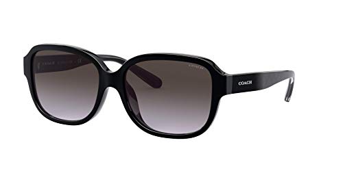 COACH Woman Sunglasses Black Frame, Dark Grey Gradient Lenses, 57MM