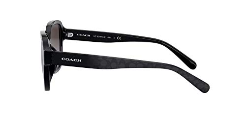 COACH Woman Sunglasses Black Frame, Dark Grey Gradient Lenses, 57MM