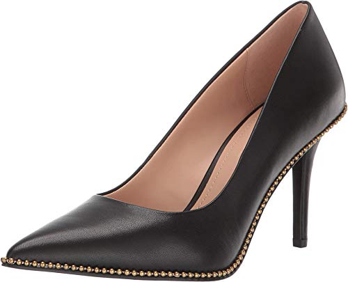 COACH 85 mm Waverly Pump with Beadchain Black Leather 7.5