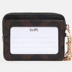 Coach C1885 Zip Card Case In Blocked Signature Canvas