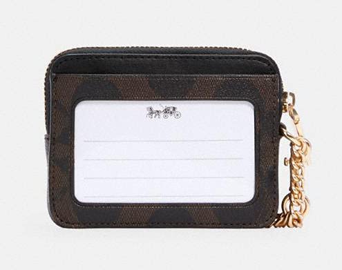 Coach C1885 Zip Card Case In Blocked Signature Canvas