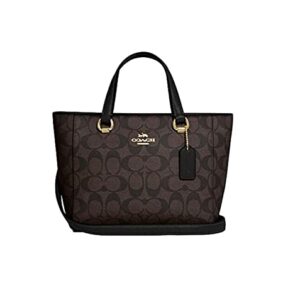 COACH Women's Alice Satchel Handbag (Signature Canvas - Brown/Black)