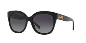 coach woman sunglasses black frame, grey gradient polar lenses, 56mm