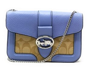 coach women’s georgie crossbody bag (signature canvas – light khaki – marble blue)