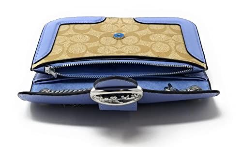 COACH Women's Georgie Crossbody Bag (Signature Canvas - Light Khaki - Marble Blue)