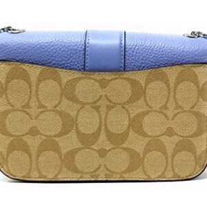 COACH Women's Georgie Crossbody Bag (Signature Canvas - Light Khaki - Marble Blue)