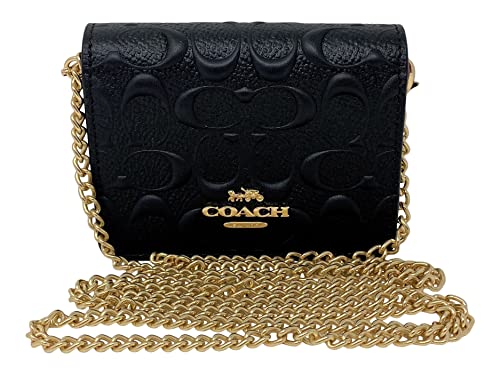 Coach Signature Leather Mini Wallet on a Chain Style No. C7361 Black