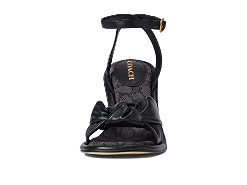 COACH Quincey Leather Sandal Black 8 B (M)