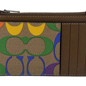 COACH Zip Card Case In Rainbow Signature Coated Canvas Style No. C9862