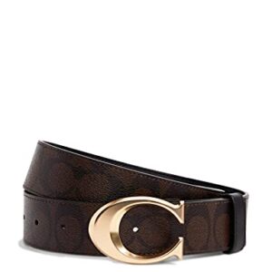 Coach Womens Signature Buckle Belt, 38mm (Chestnut Black, Medium)