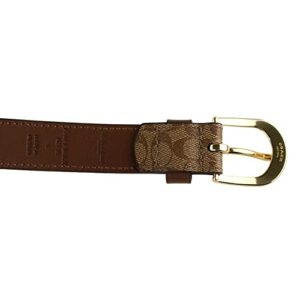 Coach Classic Belt In Signature Canvas (M, Khaki/Saddle/Gold)