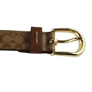 Coach Classic Belt In Signature Canvas (M, Khaki/Saddle/Gold)