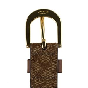 Coach Classic Belt In Signature Canvas (M, Khaki/Saddle/Gold)