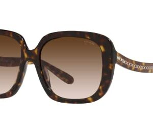 COACH Woman Sunglasses Dark Tortoise Frame, Brown Gradient Lenses, 56MM